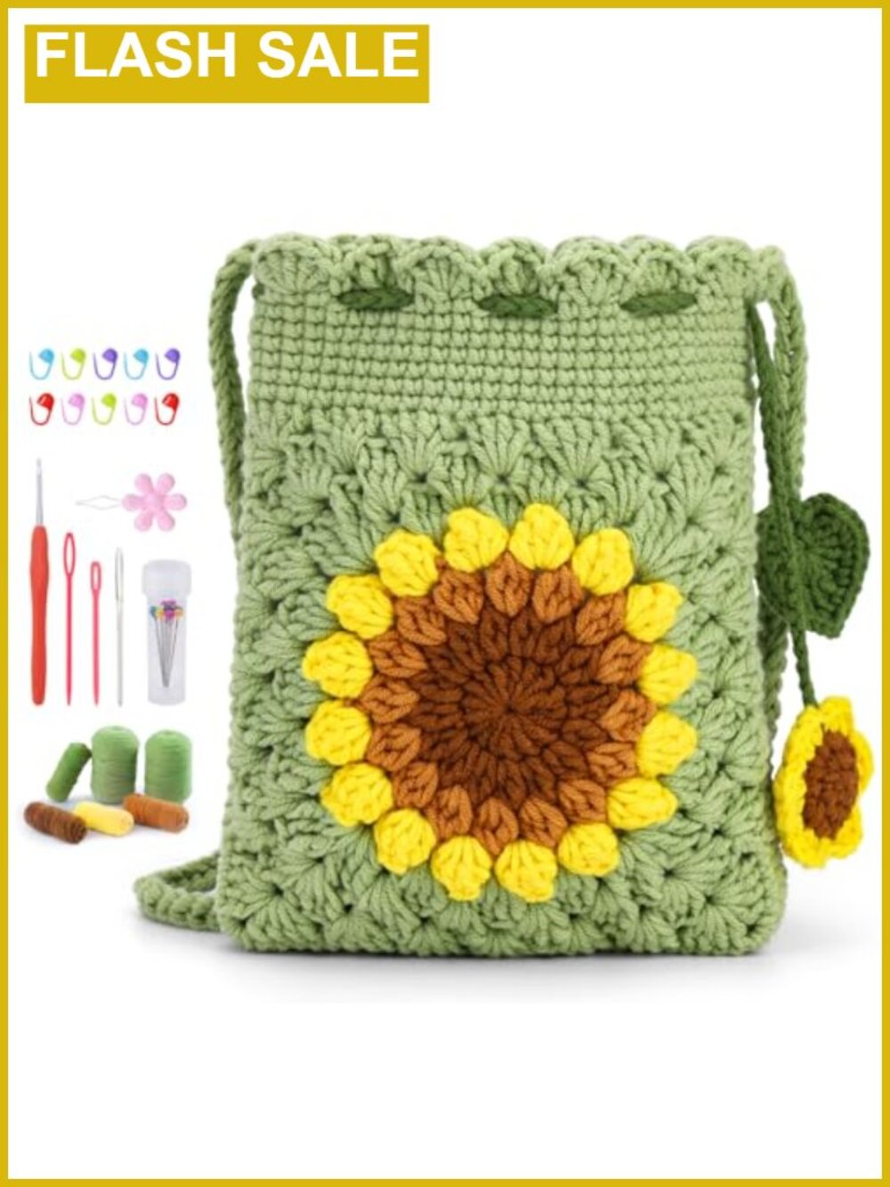 Fedmut Crochet Kit for Beginners Sunflower Phonebag Crochet Kit for Adults